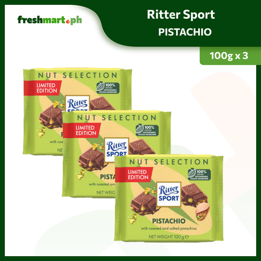 Ritter Sport Pistachio Limited Edition Chocolate 100g - Pack of 3