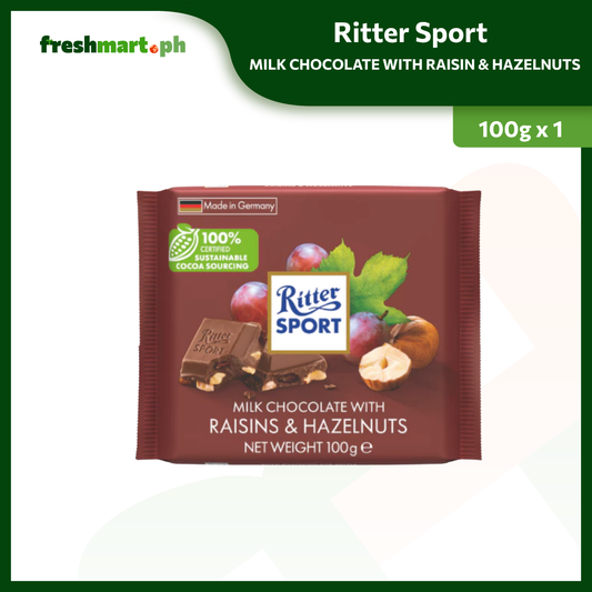 Ritter Sport Milk Chocolate with Raisins & Hazelnuts 100g