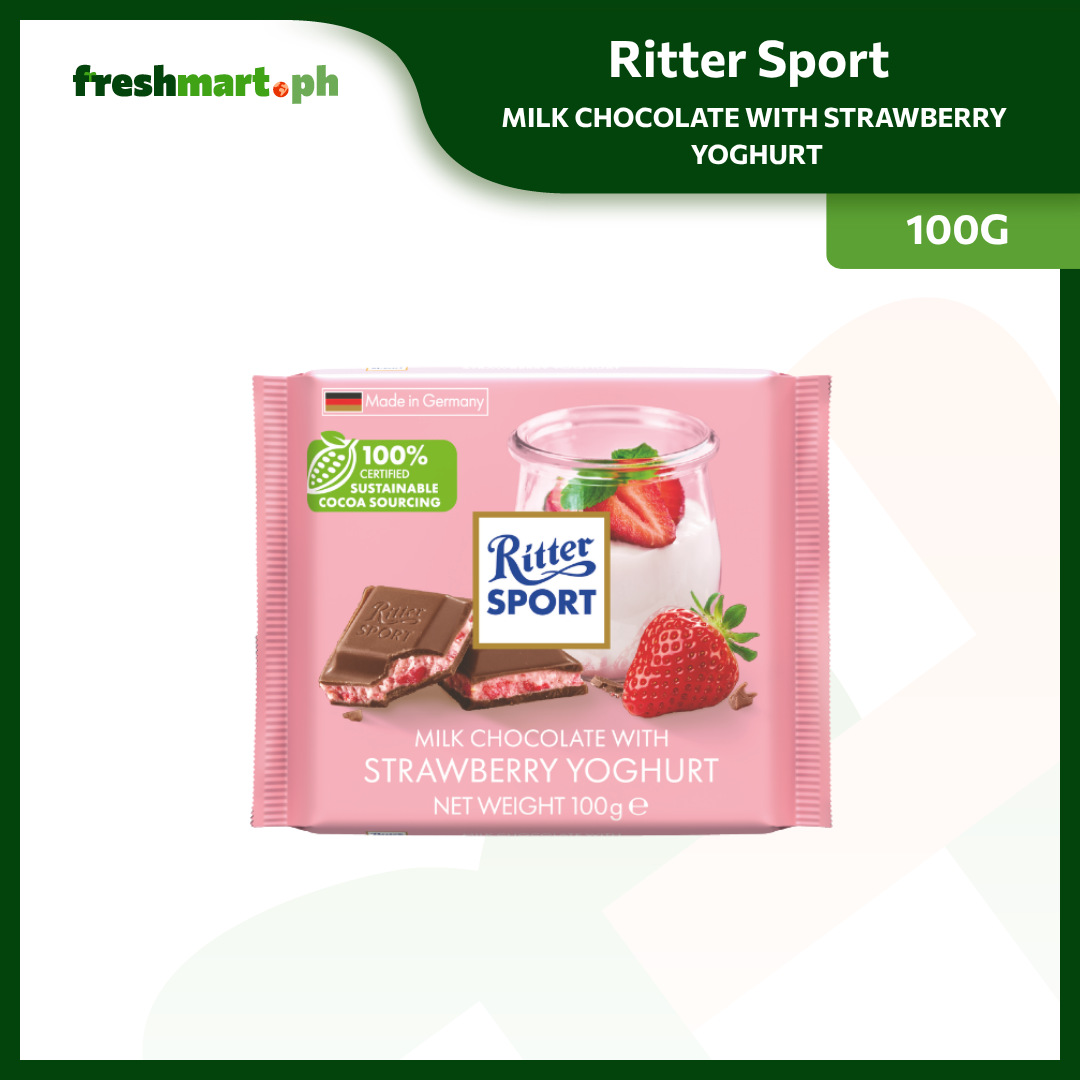 Ritter Sport Milk Chocolate with Strawberry Yoghurt 100g