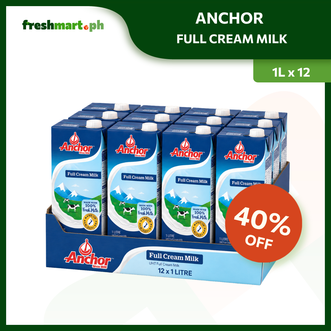 [40% OFF] Anchor Full Cream Milk 1L - Set of 12s - Expiration September 26, 2026