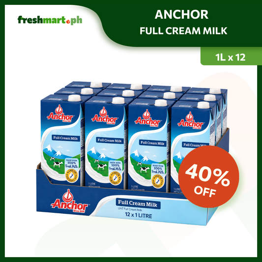 [40% OFF] Anchor Full Cream Milk 1L - Set of 12s - Expiration September 26, 2026