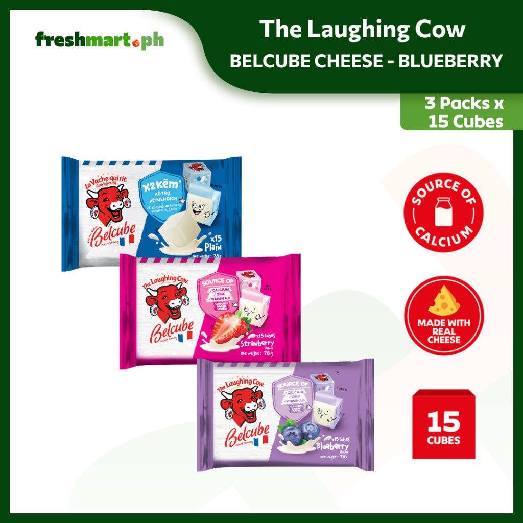 The Laughing Cow - BelCube Cheese - Pack of 3 x 15 Cubes (78g)