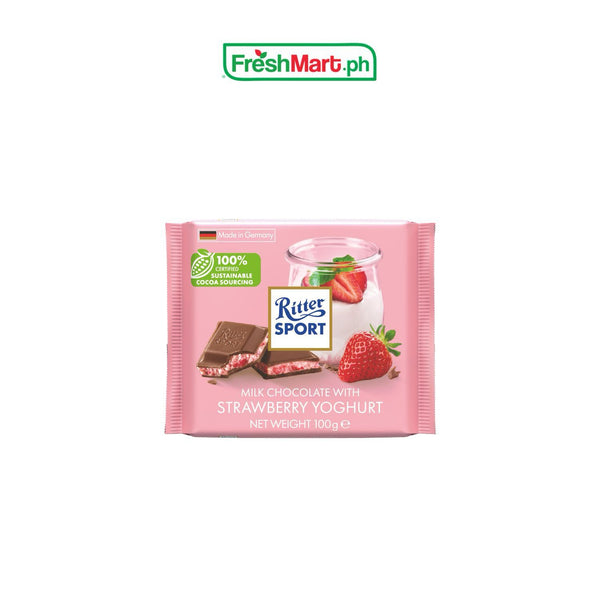 Ritter Sport Milk Chocolate with Strawberry Yoghurt 100g.