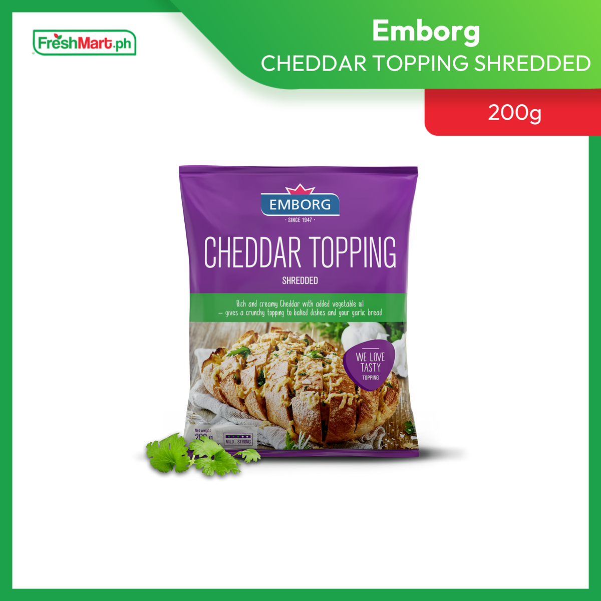 Emborg Cheddar Topping Shredded 200g