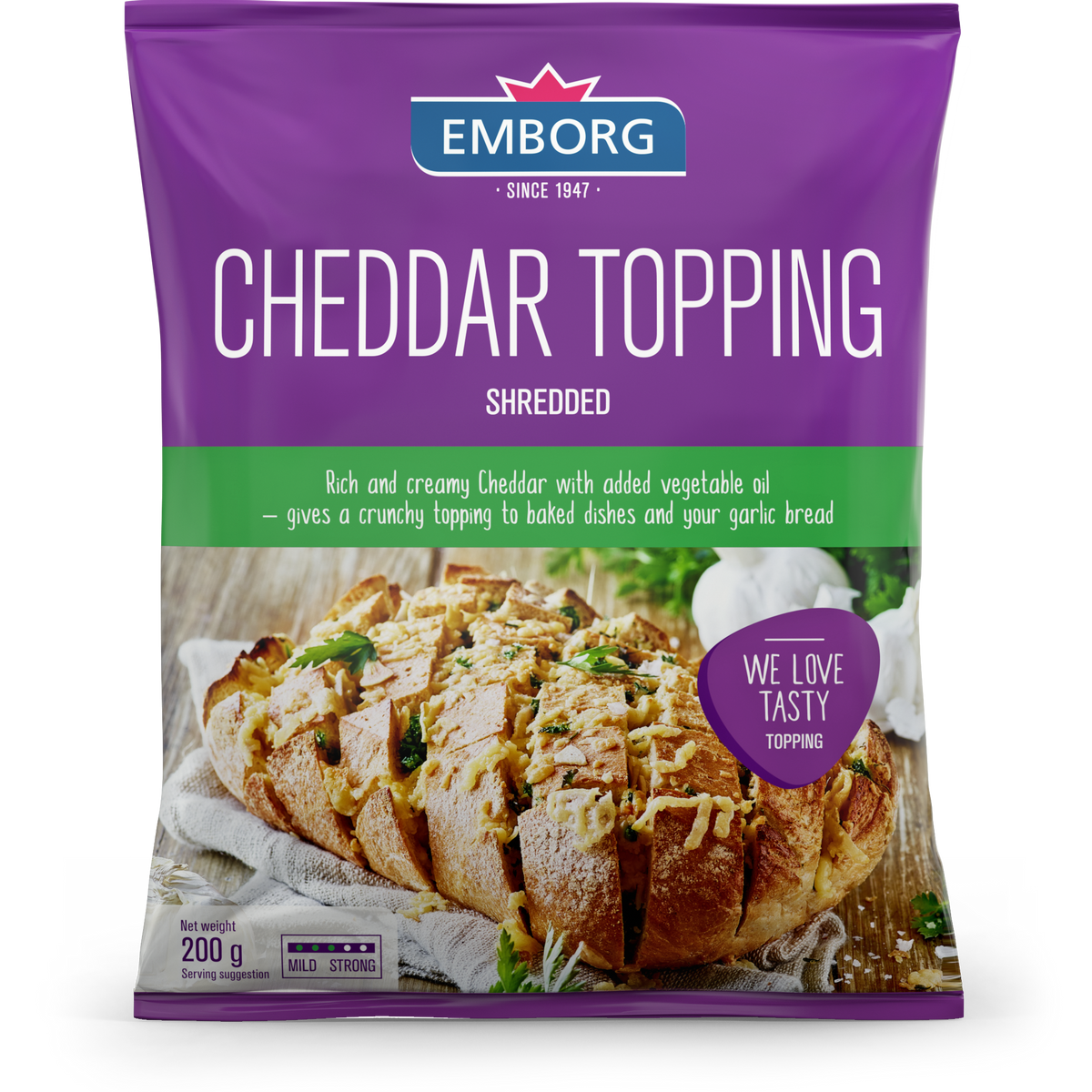 Emborg Cheddar Topping Shredded 200g