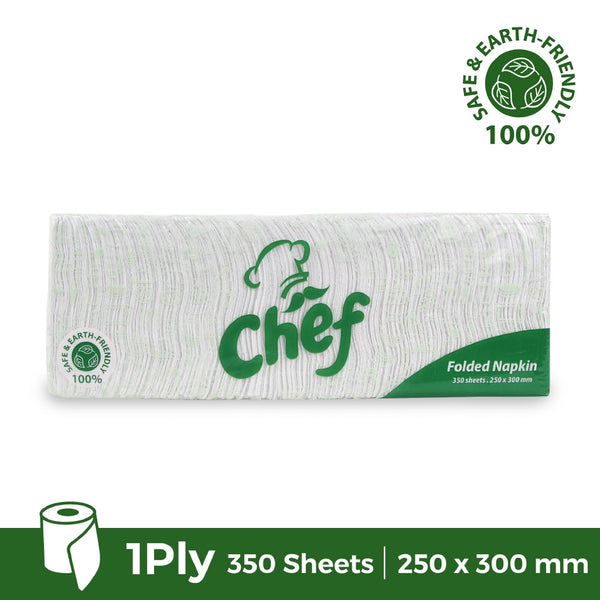 Chef Folded White Table Napkin 350 sheets / 1ply