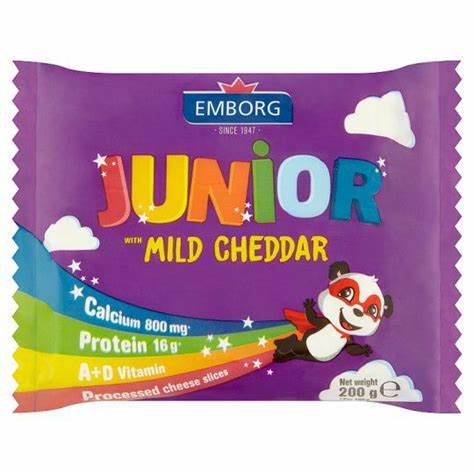 Emborg Cheddar Junior Sliced Cheese 200g