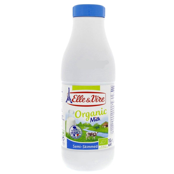 Elle & Vire Semi-Skimmed Organic Milk Bottle 1L