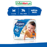Drypers Wee Dry Diapers Mega Pack M x 74 with FREE MINI PACK