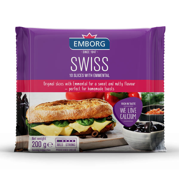 Emborg Processed Cheese Slices - Swiss 200g