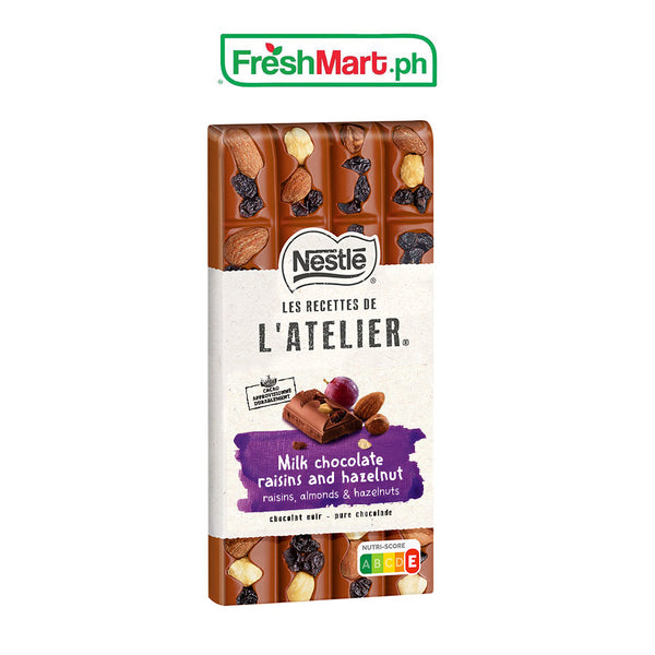 Nestle Les Recettes de L'atelier Milk Chocolate Raisins and Hazelnut 170g